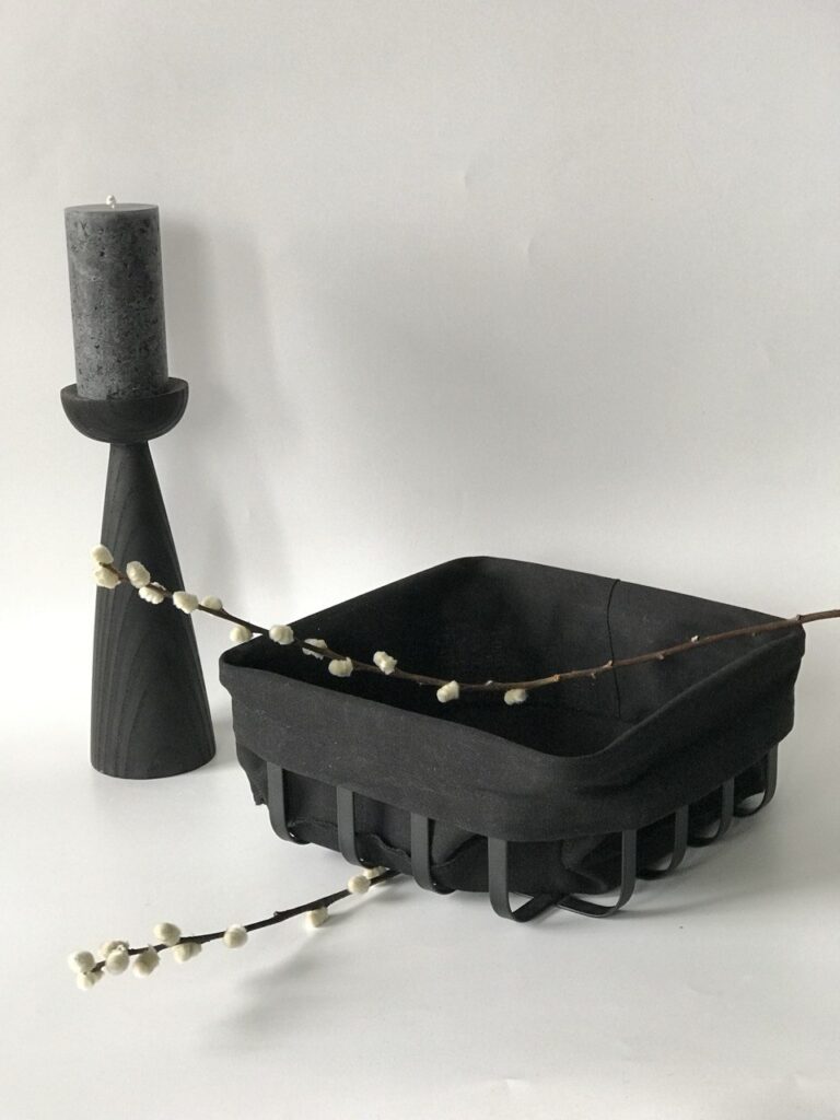 Корзина металева з тканиною, чорна 22*9 см