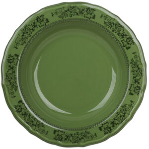 Тарілка порцелянова супова D23.5*3.8см Heritage Toile Collection, колір - оливковий зелений