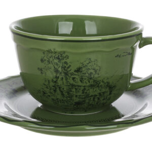 Чашка з блюдцем порцеляна 250 мл , Heritage Toile Collection,колір-оливковий