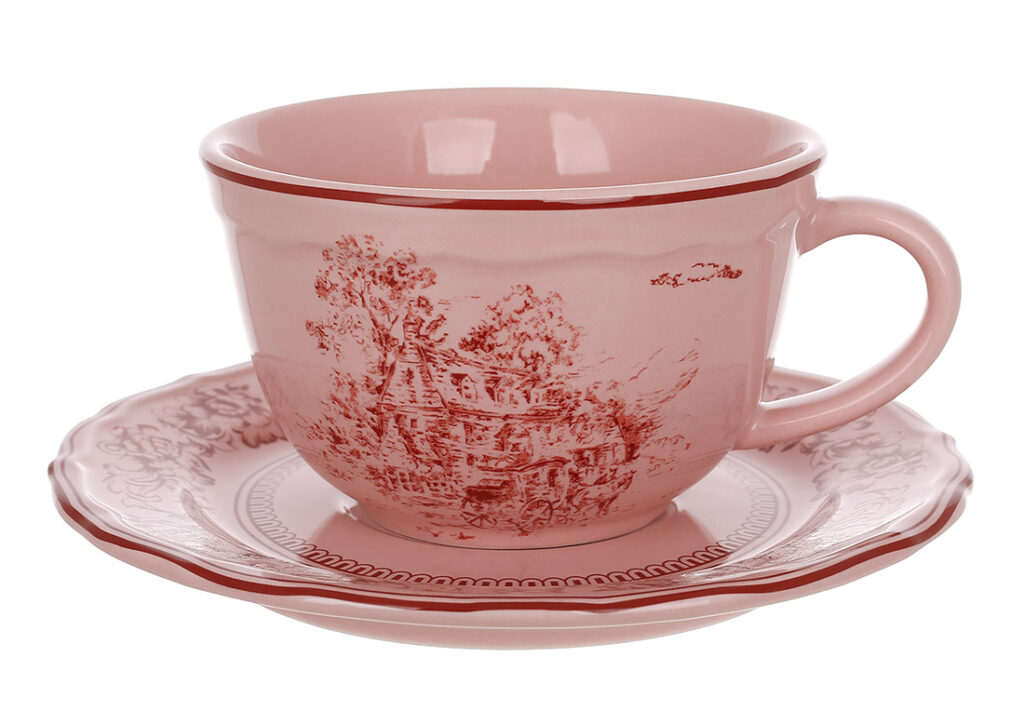 Чашка з блюдцем 250 мл,Heritage Toile Collection, колір - винтажний рожевий