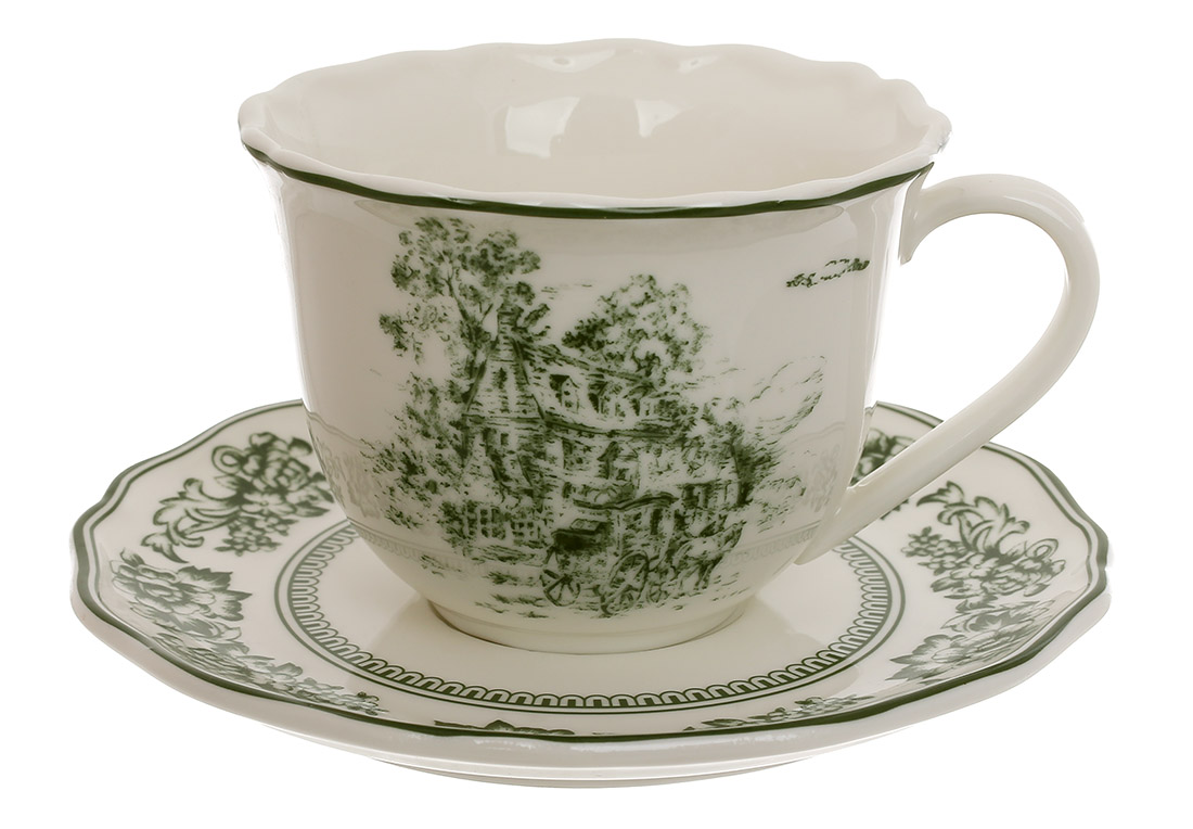 Набір порцеляновий чашка з блюдцем 220мл Heritage Toile Collection Green